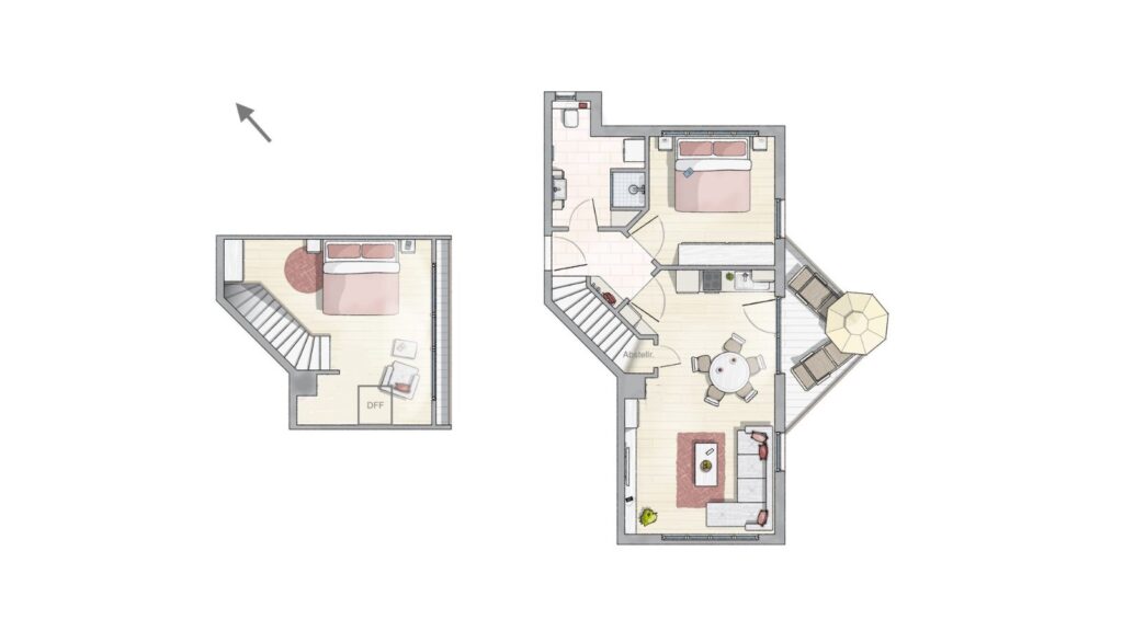 Grundriss Wohnung über 2 Etagen