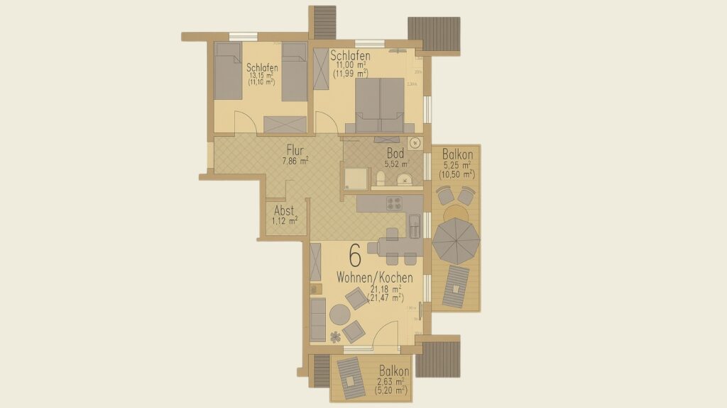 Geräumige Wohnung Zingst Grundriss